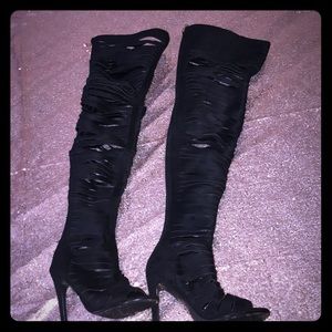 Black Cape Robbin Thigh High Booties Size 7.5